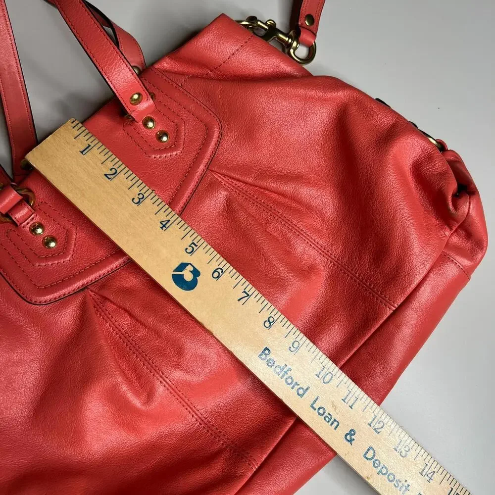 Coach Ashley‎ Vermillion Leather Carryall Purse F19243 D1375 Tote Shoulder Bag